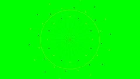 Abstract circular geometric pattern with yellow and dark blue nodes on green Stock Footage 340267456