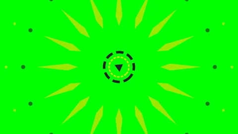 Abstract circular geometric pattern with yellow spikes on a green background 스톡 동영상 341839404