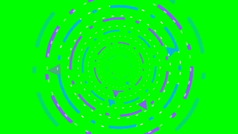 Abstract circular geometric patterns on a vibrant neon green background Stock Footage 340266834