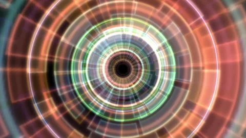 Abstract Circular Geometric Tunnel Light Effects in Modern Digital Design 库存影片 299830272