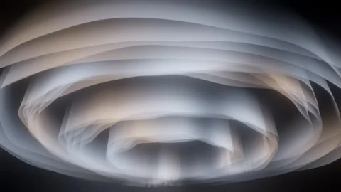 Abstract Circular Glowing Light Layers with Motion Blur on Dark Background 스톡 동영상 336334326