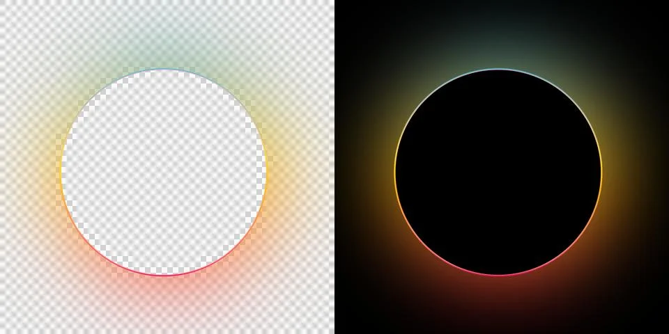 Abstract Circular Gradient Ring Light Overlay Isolated on Transparent Background Stock Illustration