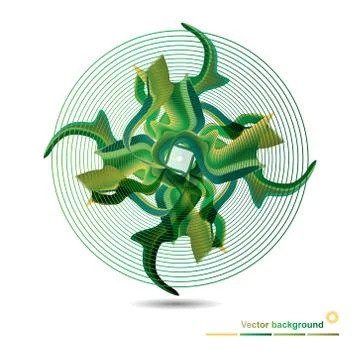 Abstract circular green background of complex forms with space f Illustrazione stock