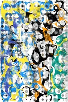 Abstract circular grid pattern featuring blue and yellow flowing lines for. Stock Illustration