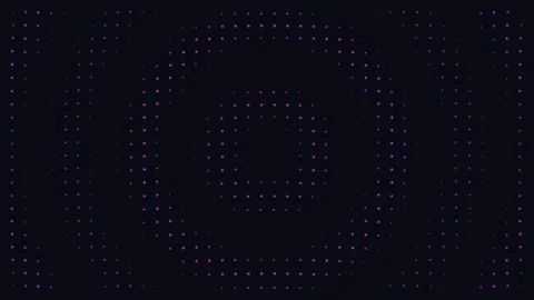 Abstract circular grid pattern of glowing pink dots on a dark background 库存影片 335117370