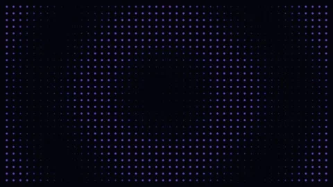 Abstract circular grid pattern of glowing violet dots on a black background Video stock 335117637