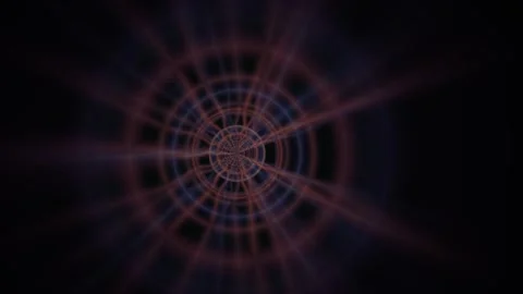Abstract Circular Grid Tunnel with Light Rays. Stock Footage 333910170