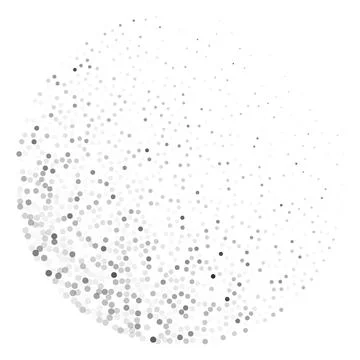 Abstract circular halftone dot pattern in grayscale forming radial dispersion on Stock Illustration