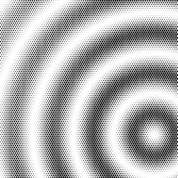 Abstract circular halftone pattern of black squares on a clean white backgr.. Stock Illustration