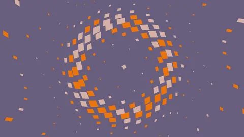 Abstract circular halftone pattern with orange squares Stock Illustration