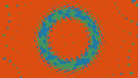 Abstract circular halftone pattern in orange blue and green イラスト素材