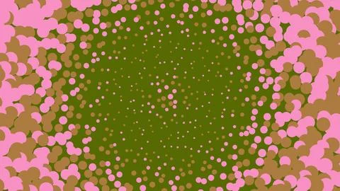 Abstract circular halftone pattern in pink and green colors Illustrazione stock