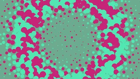 Abstract circular halftone pattern with pink and mint dots イラスト素材