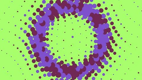 Abstract circular halftone pattern with purple and green dots Stock Illustration