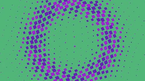 Abstract circular halftone pattern with purple and green dots Illustrazione stock