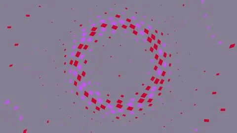 Abstract circular halftone pattern with red and purple dots Illustrazione stock