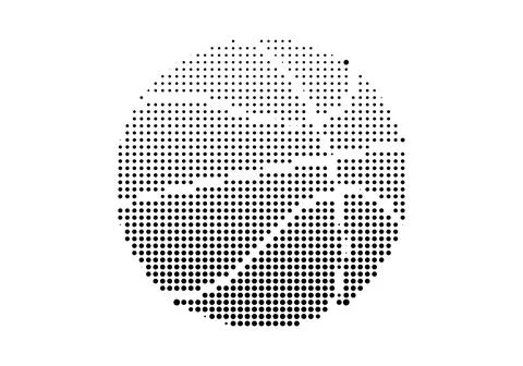 Abstract circular halftone pattern with varied dot sizes, textured black an.. Stock Illustration