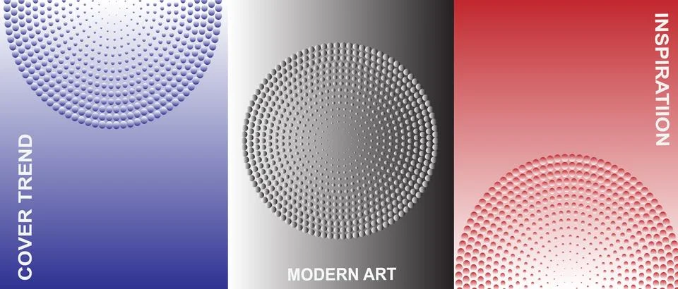 Abstract Circular Halftone Patterns with Gradient Backgrounds Stock Illustration