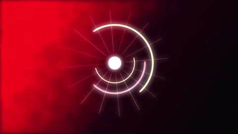 Abstract Circular HUD Element pulsing with radial lines against a red smoky.. Stock Footage 340916275
