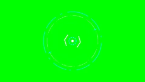 Abstract circular hud interface design on a vibrant green screen background 库存影片 341822697