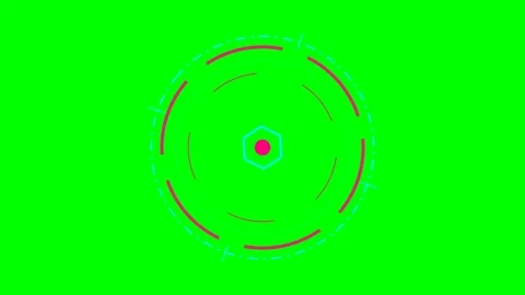 Abstract circular hud interface element with a central vibrant pink dot Stock Footage 340264876