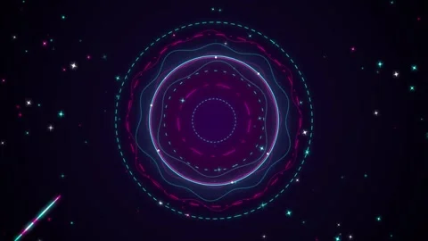 Abstract circular hud waveform interface looping against deep space starry .. Vídeo Stock 344309553