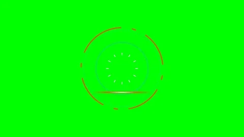Abstract circular interface element on a bright solid chroma key green screen Stock Footage 341824468