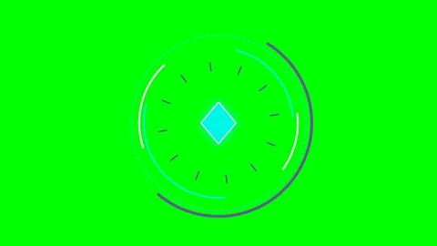 Abstract circular interface element with a central diamond on green screen Video stock 341839523