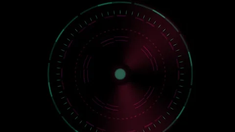 Abstract circular interface with glowing digital lights and dark background. Stock Footage 334418577