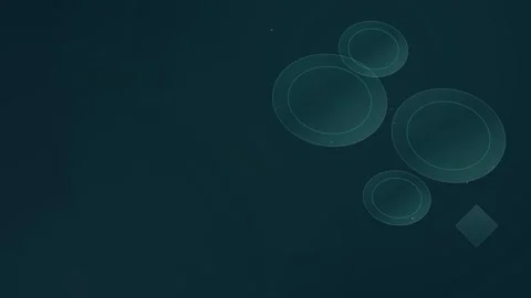 Abstract circular interface motion with floating shapes on dark blue gradie.. Stock-Footage 348169309