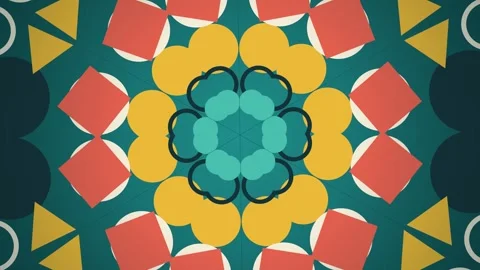 Abstract circular kaleidoscope pattern featuring vibrant geometric shapes l.. Stock Footage 346723555