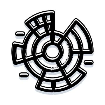 Abstract circular labyrinth symbol representing technology and connection Stockillustratie