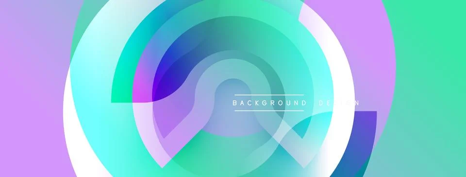Abstract circular layers create vibrant gradient effect. Turquoise, purple hues Ilustração Stock