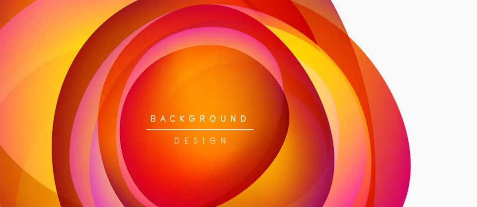 Abstract circular layers create vibrant orange, red gradient. Text reads Stock-Illustration