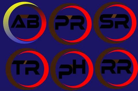 Abstract Circular Letter Logo Set with Gradient Rings Stock Illustration