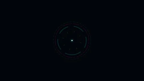 Abstract circular light display with glowing geometric patterns on black 動画素材 338310725