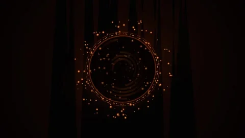 Abstract circular light frame glowing in dark backdrop. Stock-Footage 344038501
