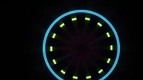 Abstract circular light motion pattern with blue and yellow neon elements. Stock Footage 334419292