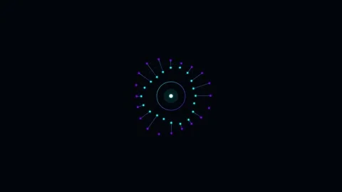 Abstract circular light pattern with glowing particles against dark backgroun Video stock 338310309