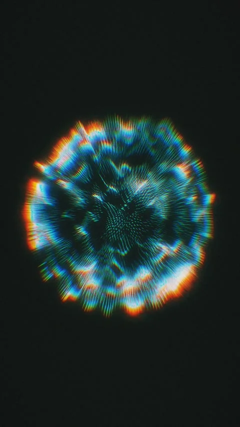 An abstract circular light pattern moves and pulses with blue and orange Stock Footage 319096807