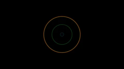 Abstract circular light patterns glowing against a deep black background Video stock 335117127