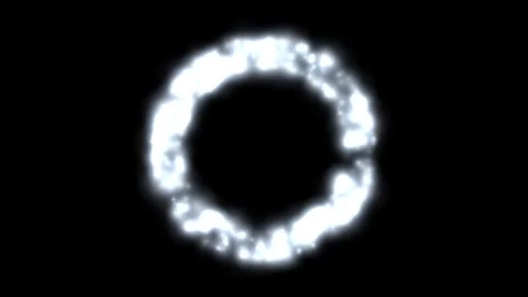 Abstract circular light ring glowing with ethereal particles on deep black .. Vidéo 345896118