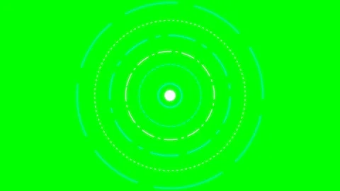Abstract circular light rings pulsing on a vibrant solid green background Stock Footage 340266887