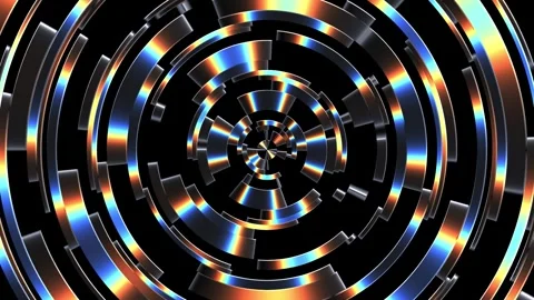 Abstract Circular Light Spectrum Tunnel Loop with Shifting Refractive Elements Stock Footage 330481751