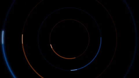 Abstract Circular Light Streaks with Orange and Blue Glow in Darkness Stock Footage 340916188