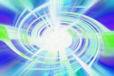 Abstract circular light streaks with vibrant blue and neon green motion blue Stock Illustration