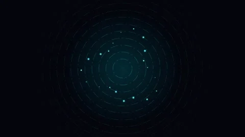 Abstract circular light trails forming a glowing digital vortex background Stockbeeldmateriaal 338310099