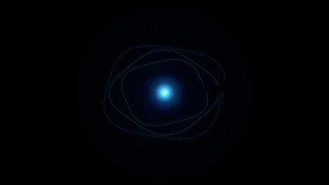 Abstract circular light waves animation on dark background with bright blue.. Video stock 345731001
