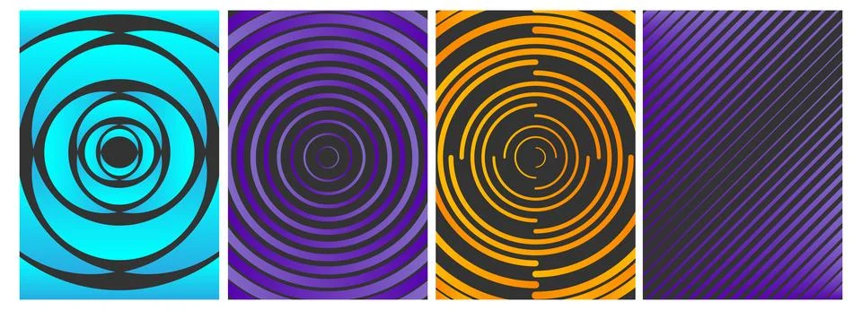 Abstract Circular Line Pattern Background Collection Stock Illustration