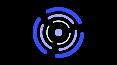 Abstract circular loading animation with rotating blue and segments on a bl.. 스톡 동영상 347803688